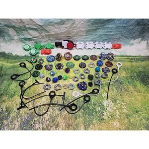 LARGE Lot Vintage Beyblade Hasbro Takara Tomy Metal Plastic W/Ripcords Launchers